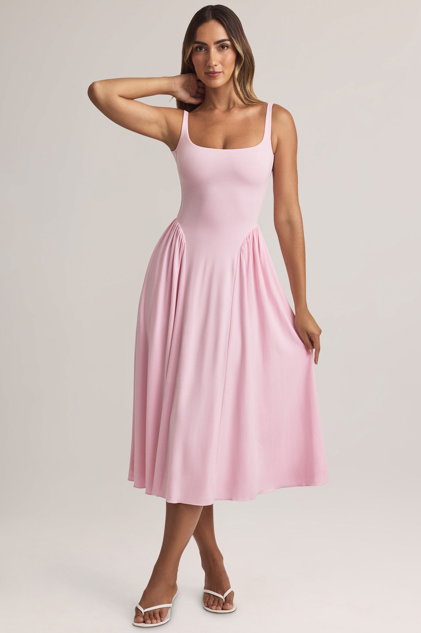 Modal A-Line Midaxi Dress in Pastel Pink
