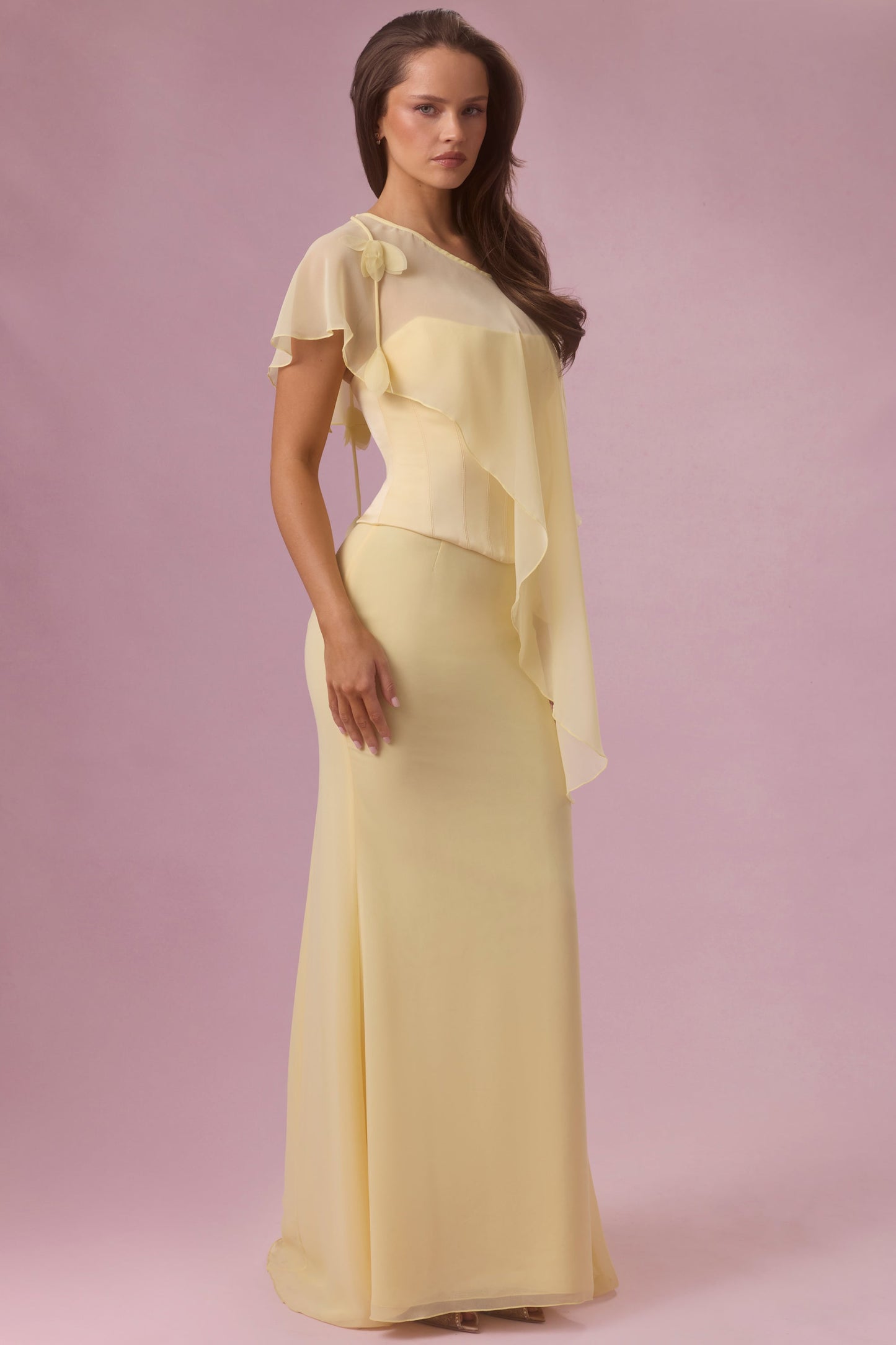 Chiffon Cape in Butter Yellow