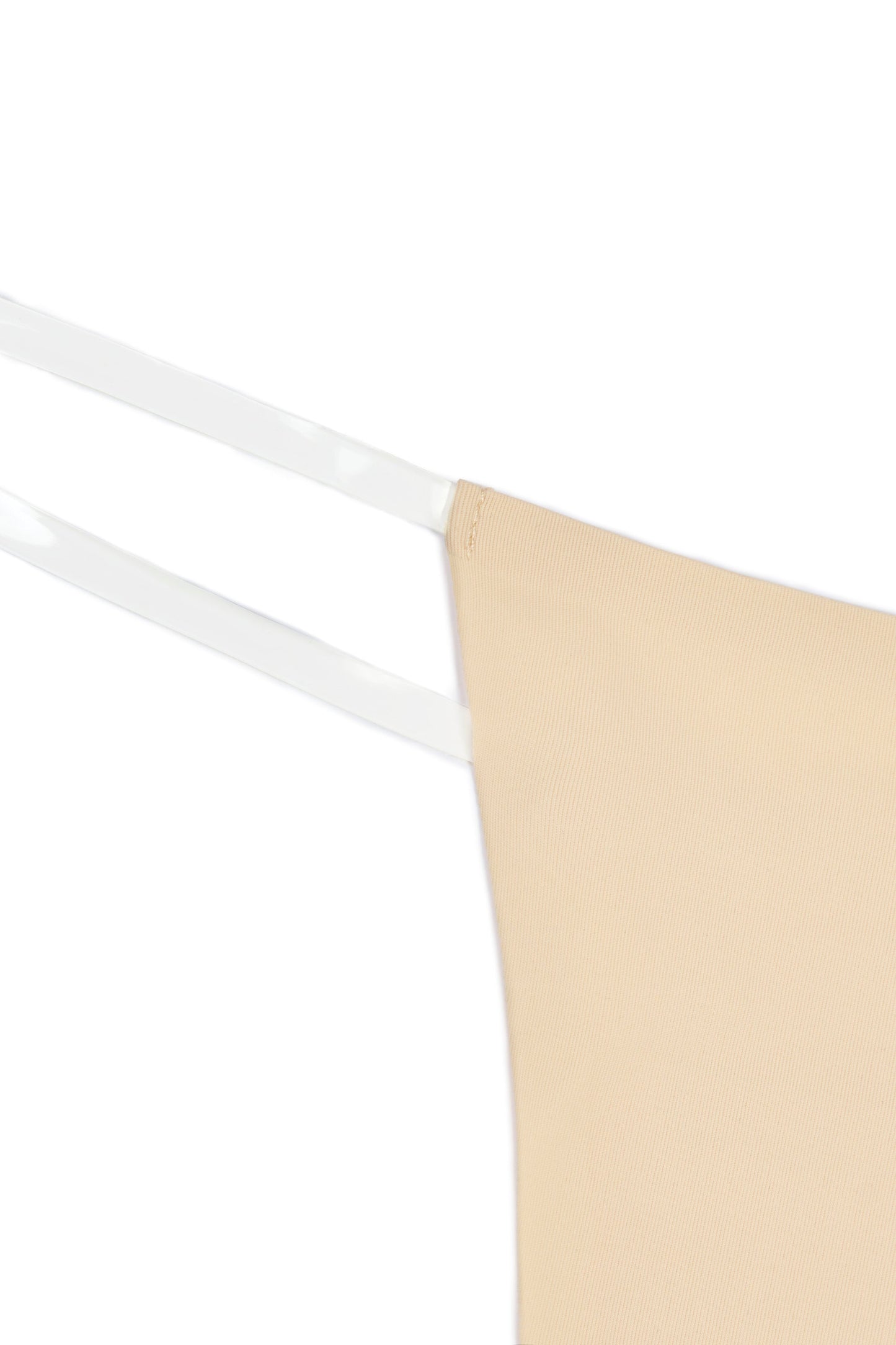 Seamless Knit Clear Strap Thong in Warm Peach