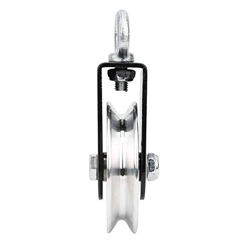 Fitness Equipment Bracket Stainless Steel Pulley, Hanging Wheel DIY Accessory, Mute Pulley with Bearing for Lifting, Rotating Top Ring and Soft Rollers, Durable Rust - Proof Fitnes