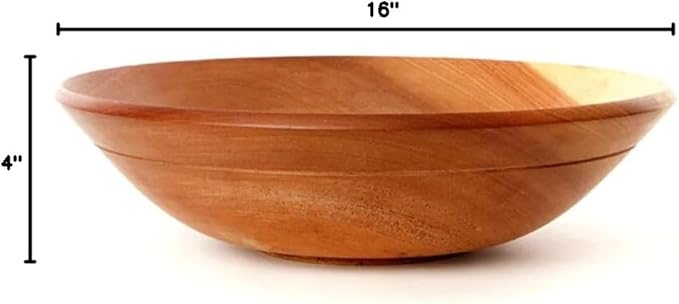 Dining & Entertaining, Wood Bowl, Serve Salad or Pasta, Countertop Fruit Bowl, Family Dinner, Party, Holidays, Thaksgiving, Handcarved, Rustic, Mahogany, Varies Beige to Brown, Extra Large 16" Wide