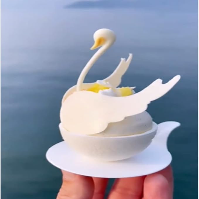 3D Hollow Leaf Fondant Lace Mold Multi Leaves Flower Candy Mold Chocolate Sugar Craft Cake Decoration Cupcake Top (K Swan_8.92 * 3.52 * 0.12inch)