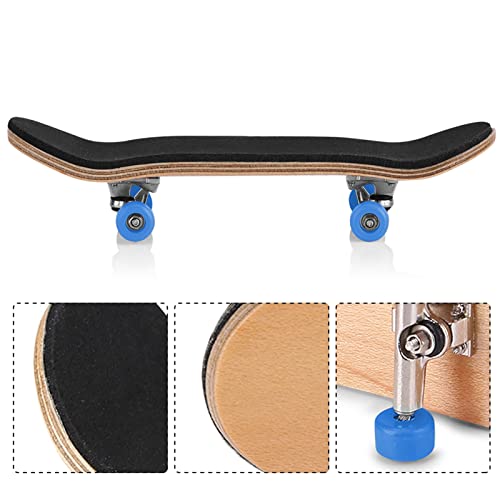 Milltrip Wooden Finger Skateboards, 1Pc Maple Wooden Alloy Fingerboard Finger Skateboards with Box Reduce Pressure Gifts (Dark Blue) - color: Dark Blue