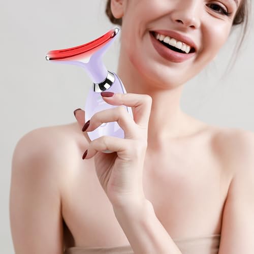 Facial Massager Red-Light-Therapy-for-Face and Neck, Face π² culpting Wand with 7 Color (Light Purple) - color: Light Purple