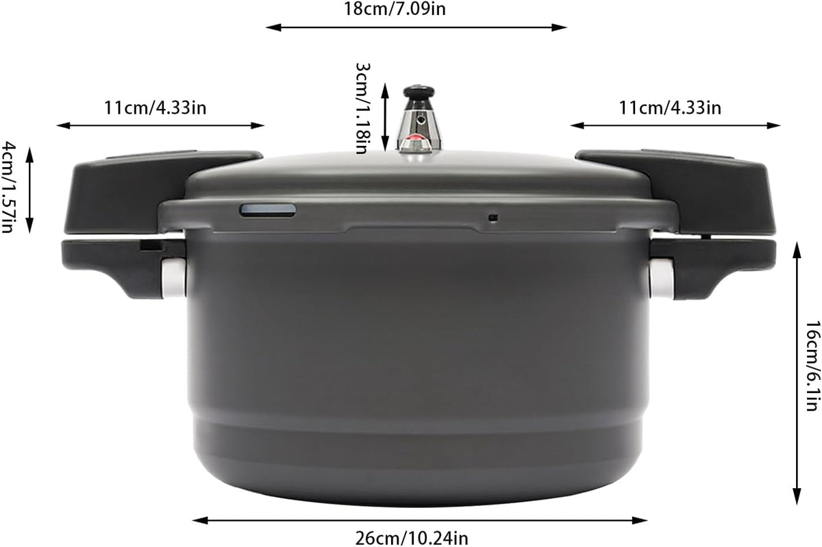 9L/9.5 Quart Gas Pressure Canner Pressure Cooker Pot Aluminium Alloy Dark Grey, for Stewiing, Steaming