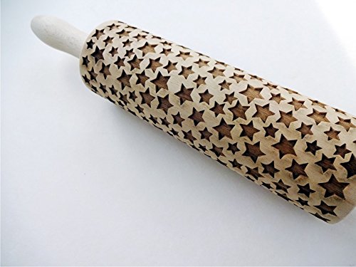 EMBOSSING ROLLING PIN STAR LASER ENGRAVED DOUGH ROLLER for EMBOSSED COOKIES MOVIE FAN GIFT