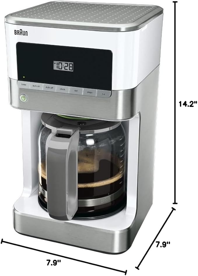 Braun KF6050WH BrewSense Drip Coffee Maker, White