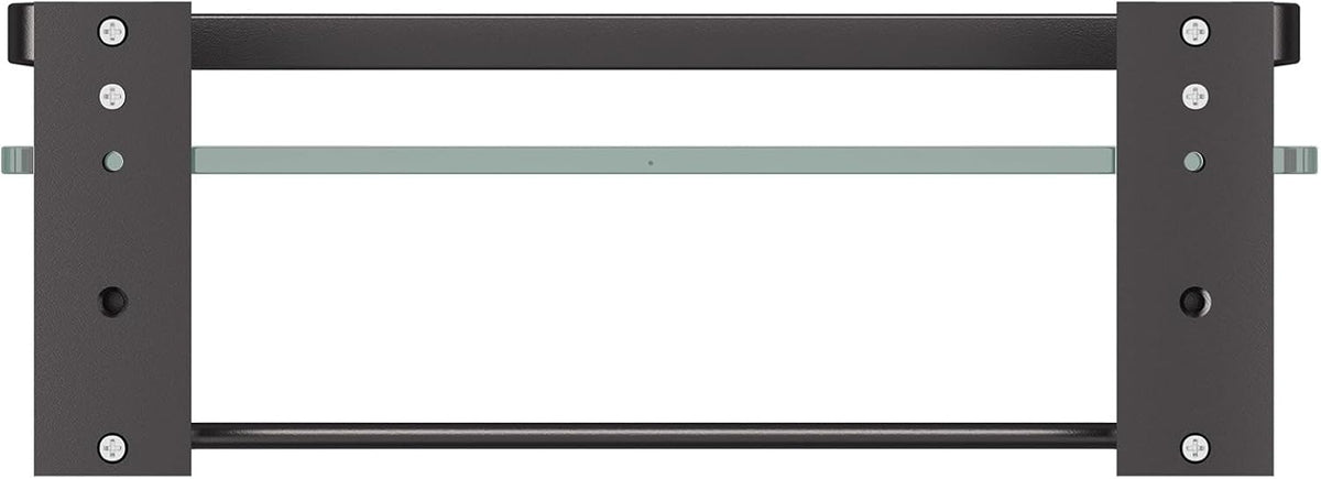 Danpoo Bathroom Wall Shelf with Towel Bar, Clear Tempered Glass, Hand Towel Holder (Matte Black)