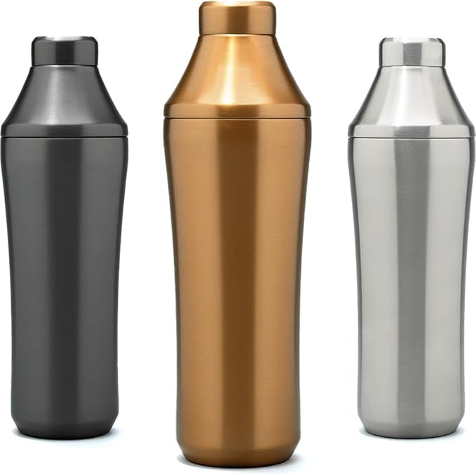 Elevated Craft Hybrid Cocktail Shaker - Premium Vacuum Insulated Stainless Steel Copper Cocktail Shaker - Innovative Measuring System - Martini Shaker for the Home Bartender - 28oz Total Volume