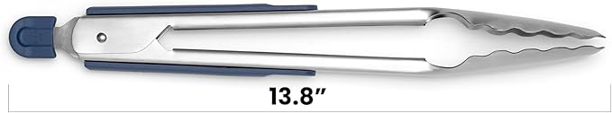Misen Kitchen Tongs - Dishwasher Safe, Heavy Duty - Precision Stainless Steel Grilling Tool - Heat Resistant - Perfect for Serving and Air Frying - 13 Inch | Gray