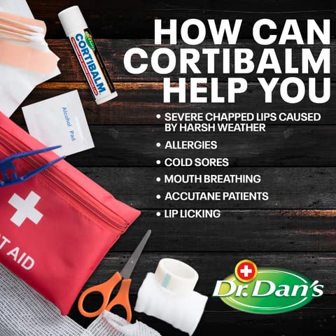 Dr. Dan's Cortibalm 3-Pack 1% Hydrocortisone Lip Balm for Dry Cracked Lips