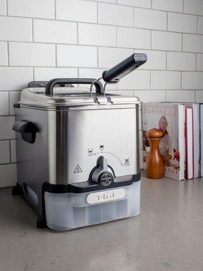 T-fal Compact EZ Clean Stainless Steel Deep Fryer with Basket for Home Use, 1.8 Liter Oil and 1.7 Pound Food Capacity, 1200 Watts, Easy Clean Temp Control, Oil Filtration, 1.8 L