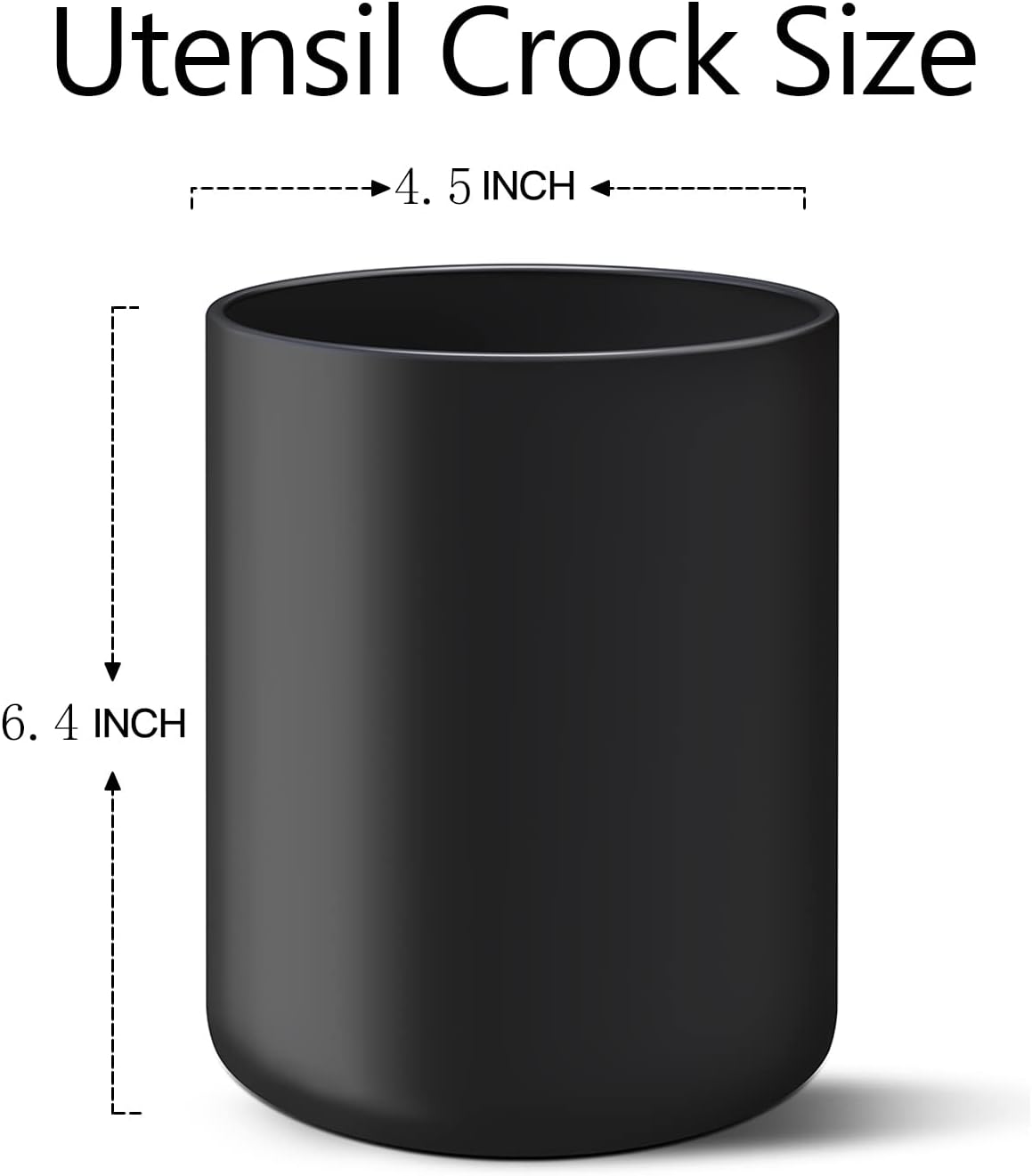 Black Kitchen Utensil Holder for Countertop, Matte Ceramic Utensils Crock for Kitchen Counter-top, Modern Spatula Holder, Cooking Utensil Holder Easy to Clean for Farmhouse 4.5×6.4 IN