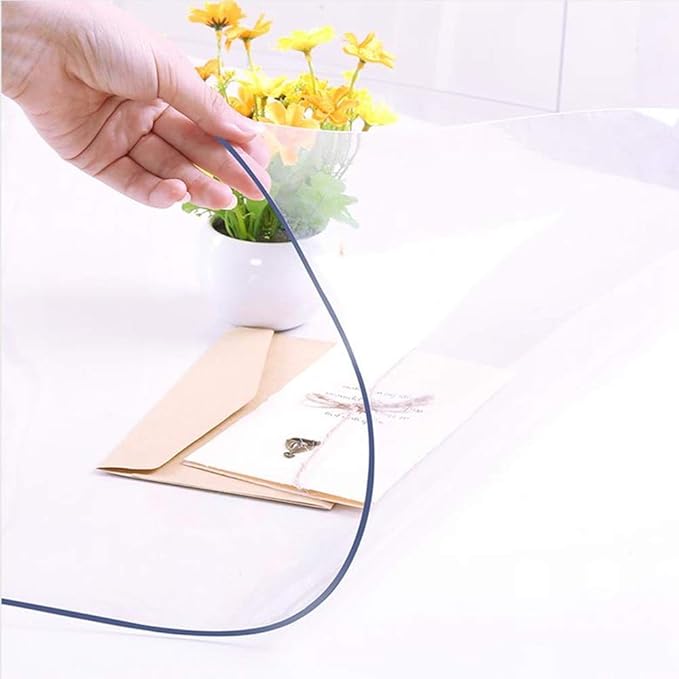 NECAUX Custom 32 x 44 Inch Clear Table Cover Protector, 1.5mm Thick PVC Scratch Resistant Heavy Duty Desk Pad Mat Non-Slip Tablecloth Protector