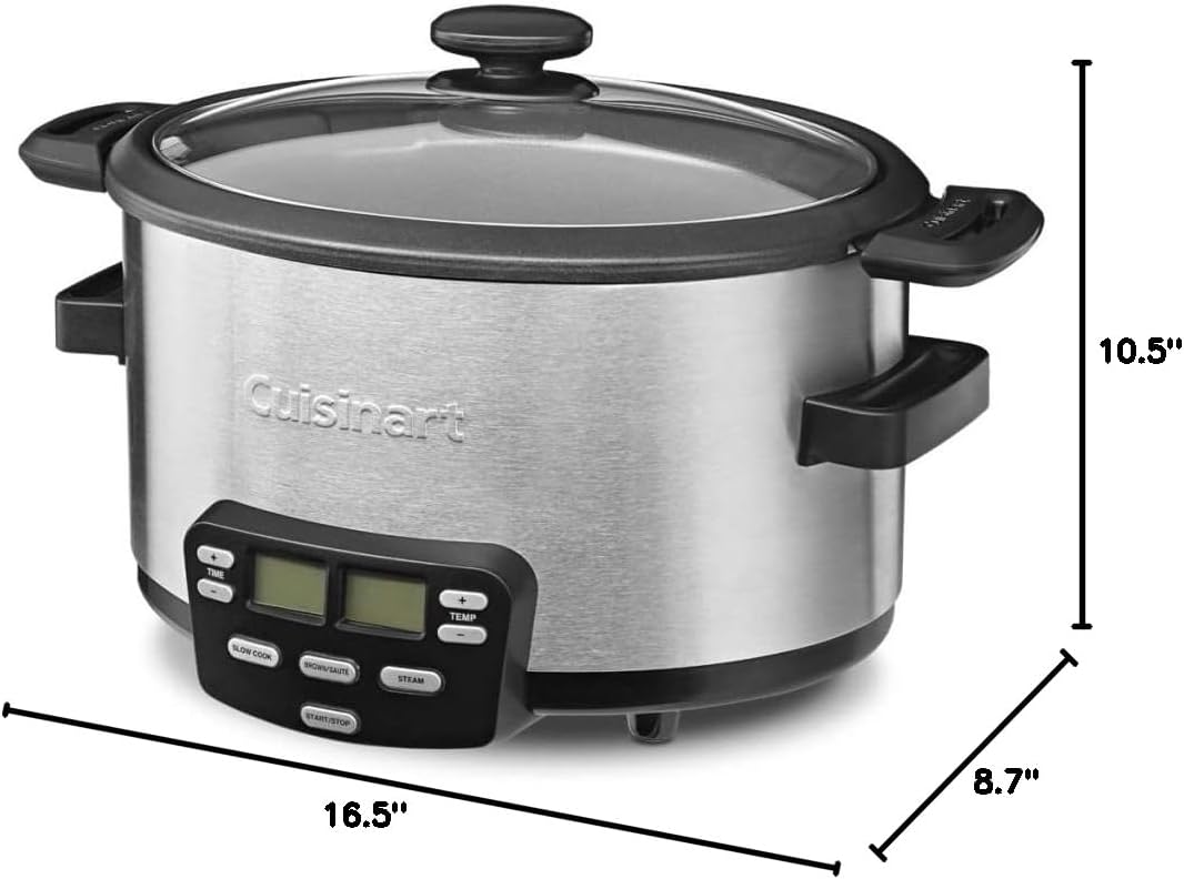 Cuisinart MSC-400 3-In-1 Cook Central 4-Quart Multi-Cooker: Slow Cooker, Brown/Saute, Steamer, Silver