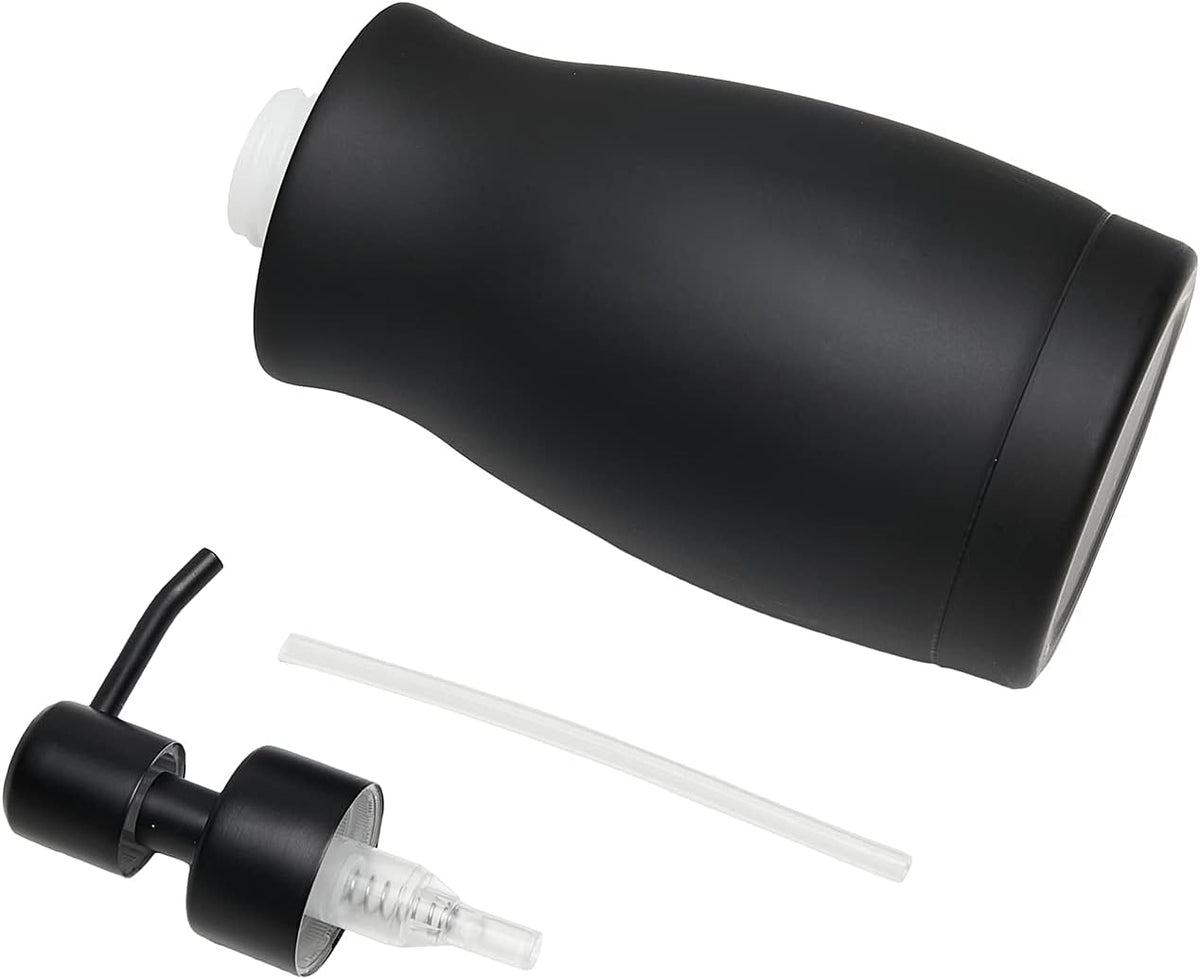 304 Stainless Steel Countertop Black Soap Dispenser Rust Resistant Leak-Proof Liquid Hand Sanitizer Pump with Hopper,for Kitchen Sink, Countertop, Bathroom (13.5oz/400ml)