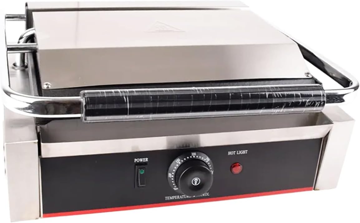 Commercial Panini Contact Grill Large Sandwich Press Panini Maker Machine Electric With Ribbed Top And Bottom Plate (Ribbed Top&Smooth Bottom)