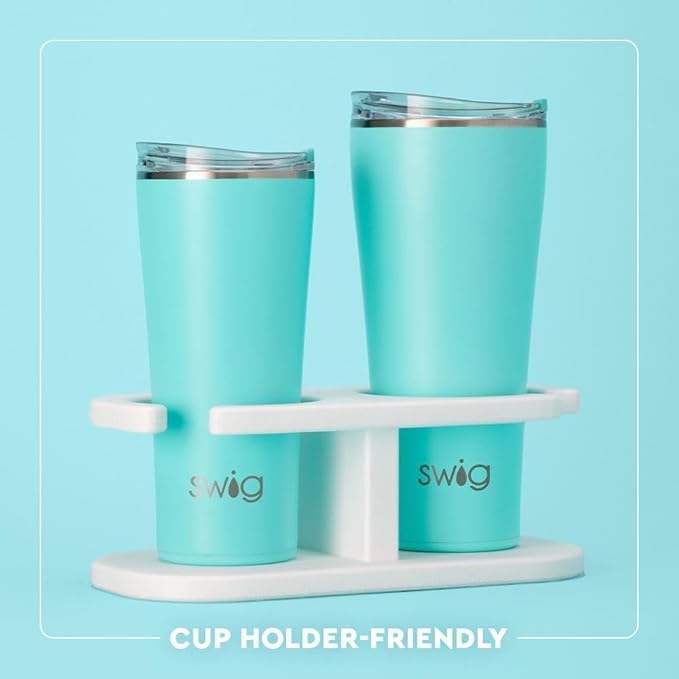 Swig Life 32oz Insulated Tumbler, Travel Coffee Tumbler with Lid, Cup Holder Friendly Travel Coffee Mug, Stainless Steel, 32 oz, Reusable Insulated Mug with Lid (Hydrangeas)
