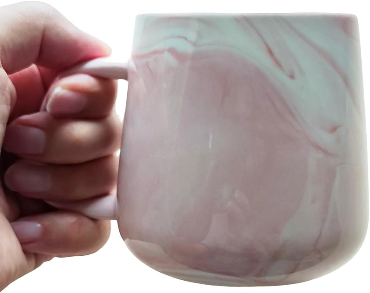 Ceramic Coffee Mug, Pink Marble Pattern Coffee Cups 12 Oz, Aesthetic Stoneware Cups, Coffee Mugs For Women, Dishwasher Safe, Microwave Safe