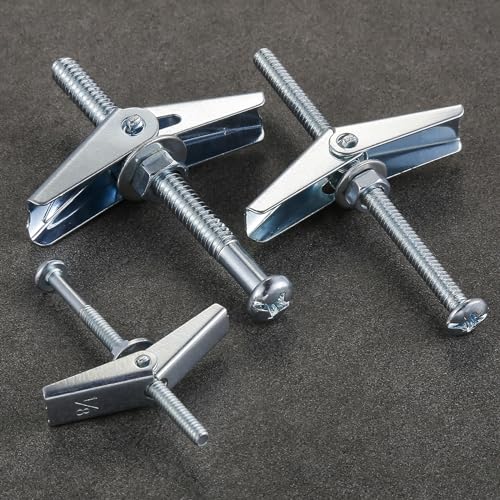 Wensilon (30 pcs) 1/8" Heavy Duty Drywall Anchors and Screws,Toggle Bolts and Wing Nuts Set, Hollow Drywall Anchors Bolts Screws Assortment Kit for Hanging Lamps Heavy Items - size: 1/8" (30 pcs)