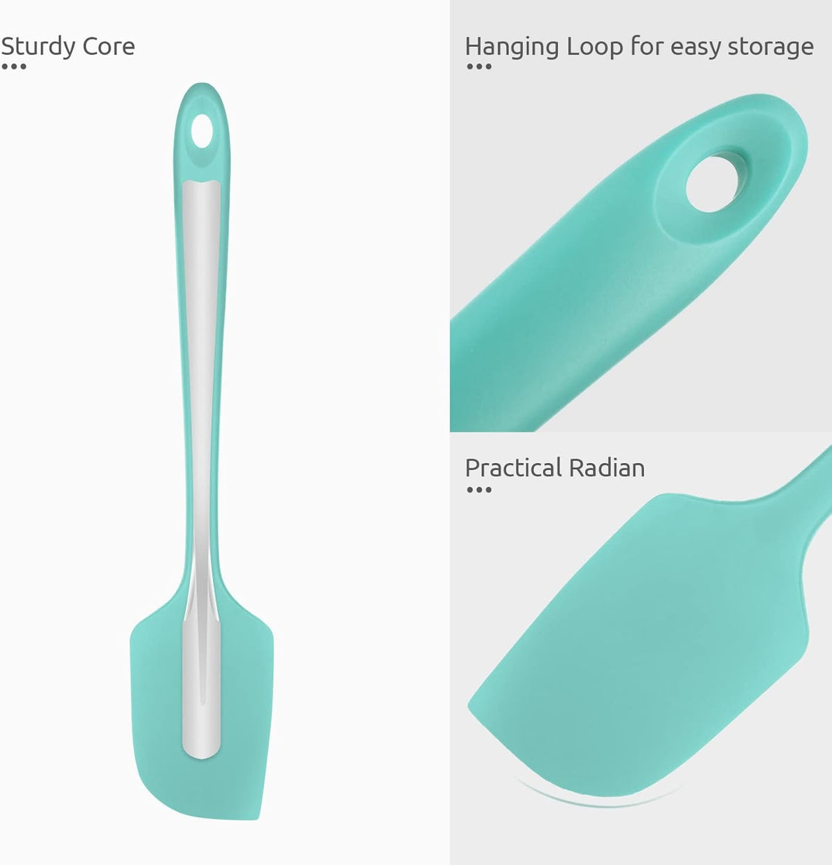 Heat Resistant Silicone Large Spatula: U-Taste 600ºF High Heat Flexible 11.38in Silicon Mixing Stirring Cooking Scraping Baking Bowl Scraper Seamless Spreader for Kitchen Nonstick Cookware (Aqua Sky)