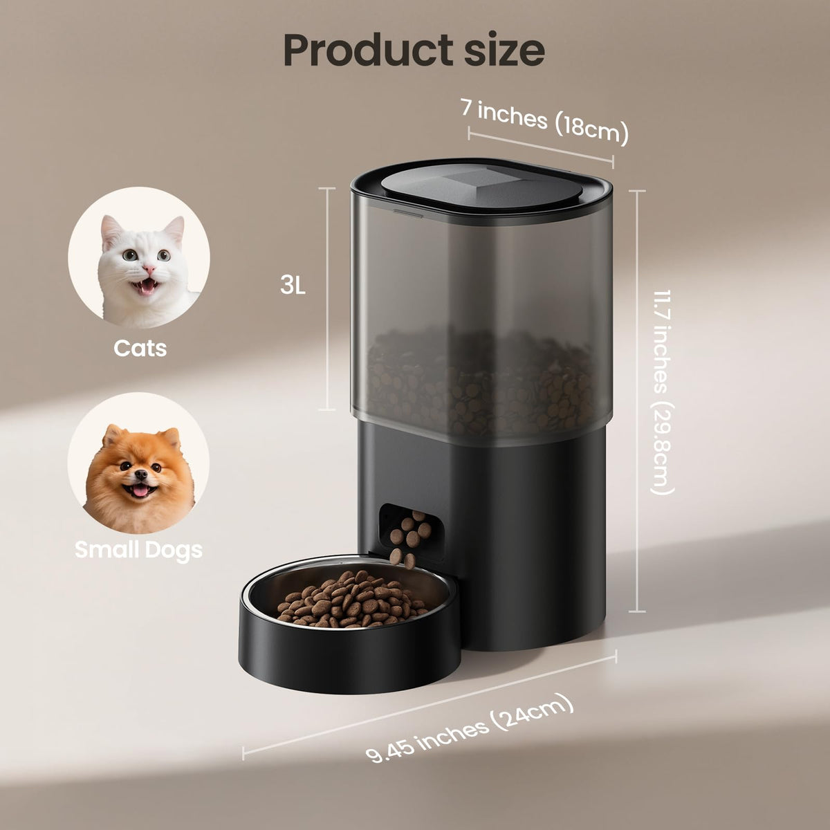Automatic Cat Feeder and Water Fountain 2-in-1, Smart Timed Cat Food Dispenser with 2.4G WiFi APP Control, Automatic Dog Feeder and Water Dispenser with 10s Voice Recorder for Cats Small Dogs