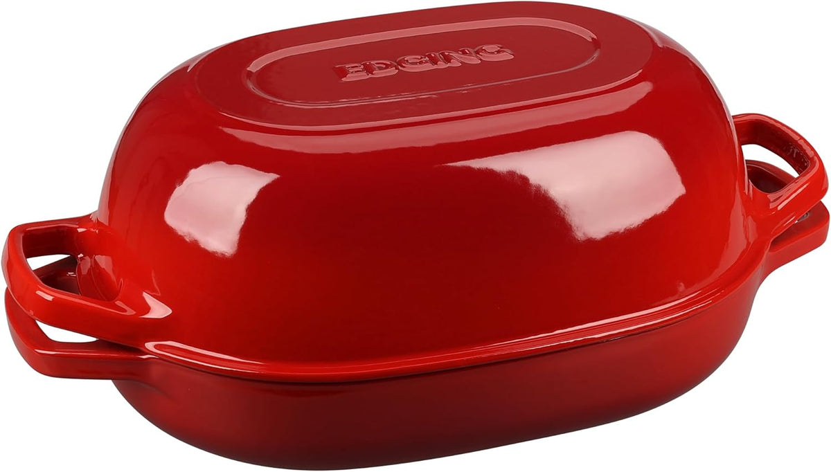 Enameled Cast Iron Dutch Oven Pot with Lid, Oval Dutch Oven for Bread Baking, Bread Oven for Homemade Sourdough Bread Baking, 7qt, Red