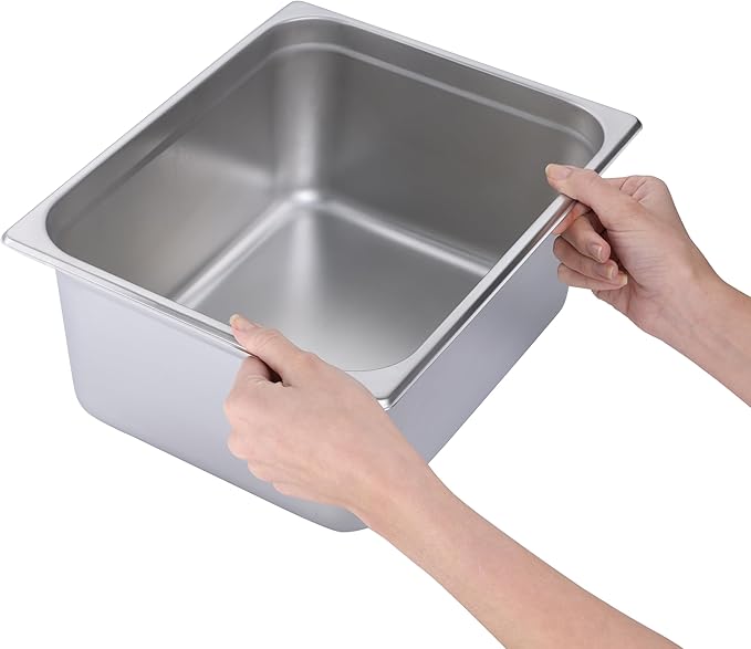 BIRDROCK HOME Stainless Steel Steam Table Pan - Hotel, Restaurant & Catering Supplies - 24 Gauge Steel, 9.9 qt Capacity - Meal Prep, Cooking, & Food Storage Container - 6" Depth, 1/2-Size (6 Pack)