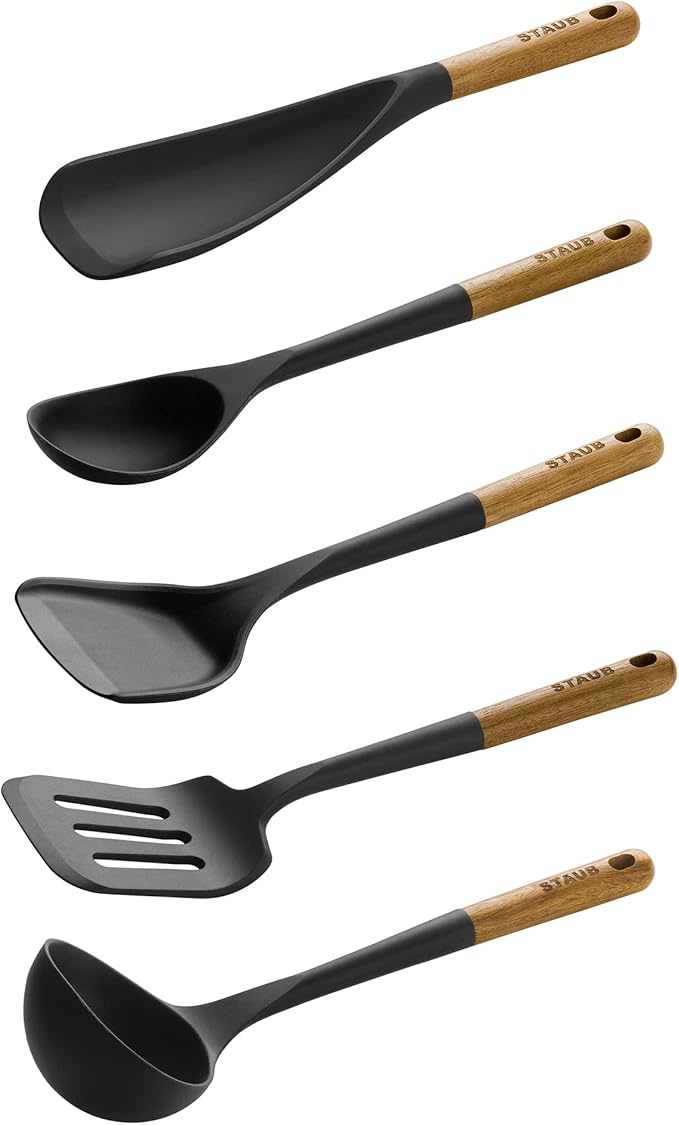 STAUB Silicone with Wood Handle 5-pc Cooking Utensil Set