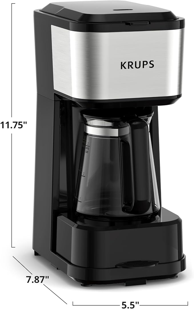 KRUPS Simply Brew Coffee Maker - Multi-Serve 4-in-1 with Stainless Steel Travel Tumbler, Black, 14oz