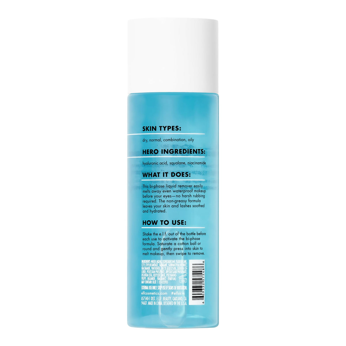 e.l.f. SKIN Holy Hydration Off Makeup Remover,Liquid Makeup Remover For Eye,Lip & Face-Makeup,Gentle Formula,Vegan & Cruelty-free,(Pack of 2)