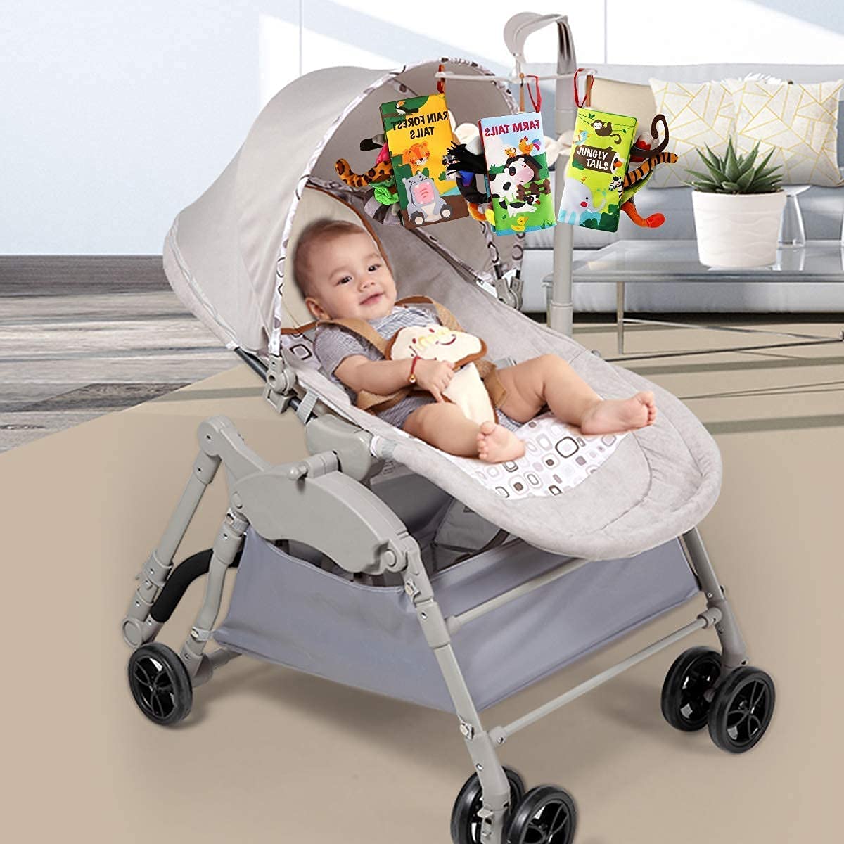 beiens Baby Books Toys, Tummy Time Touch and Feel Sensory Toys for Infant