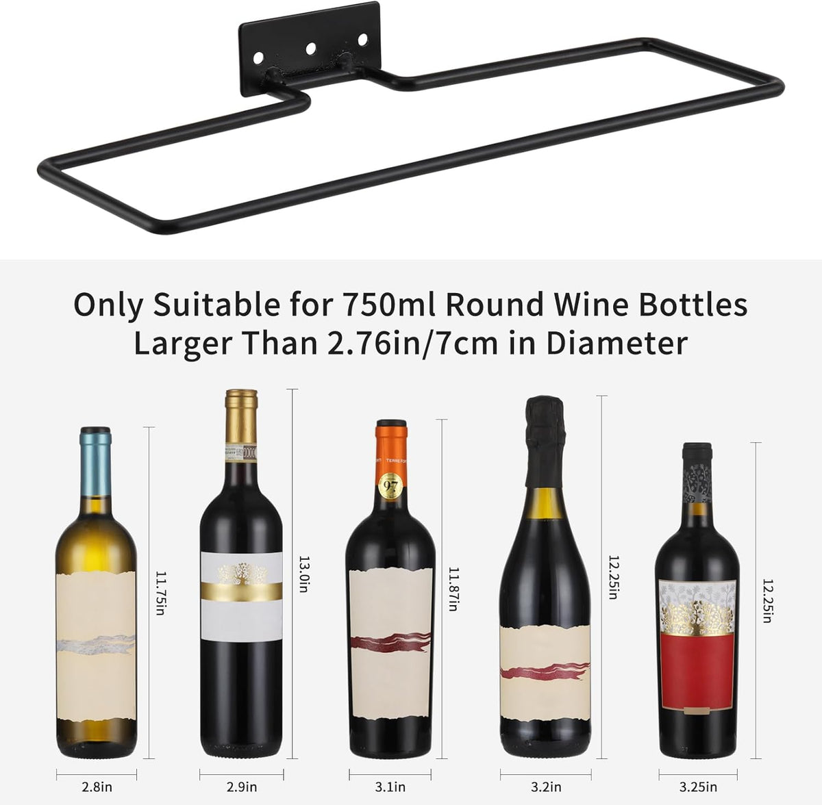 Wine Rack Wall Mounted, Wall Wine Rack for 12 Wine Bottles, Wood Wine Racks for Wall, Wall Mounted Wine Rack for Bar, Cellars, Kitchen, Dining Room