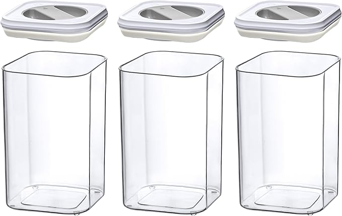Amazing Abby - Carol - 96-Ounce Acrylic Canister (Set of 3), Plastic Airtight Food Container, Stackable for Pantry Storage, BPA-Free and Shatter-Proof, Perfect for Home and Commercial Use