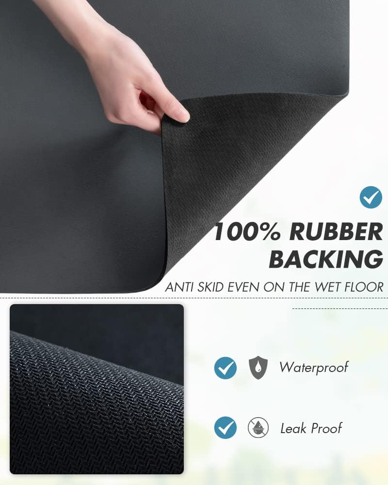 AMOAMI Coffee Mat - Hide Stain Rubber Backed Absorbent Dish Drying Mat for Kitchen Counter - Fits Under Coffee Maker or Machine