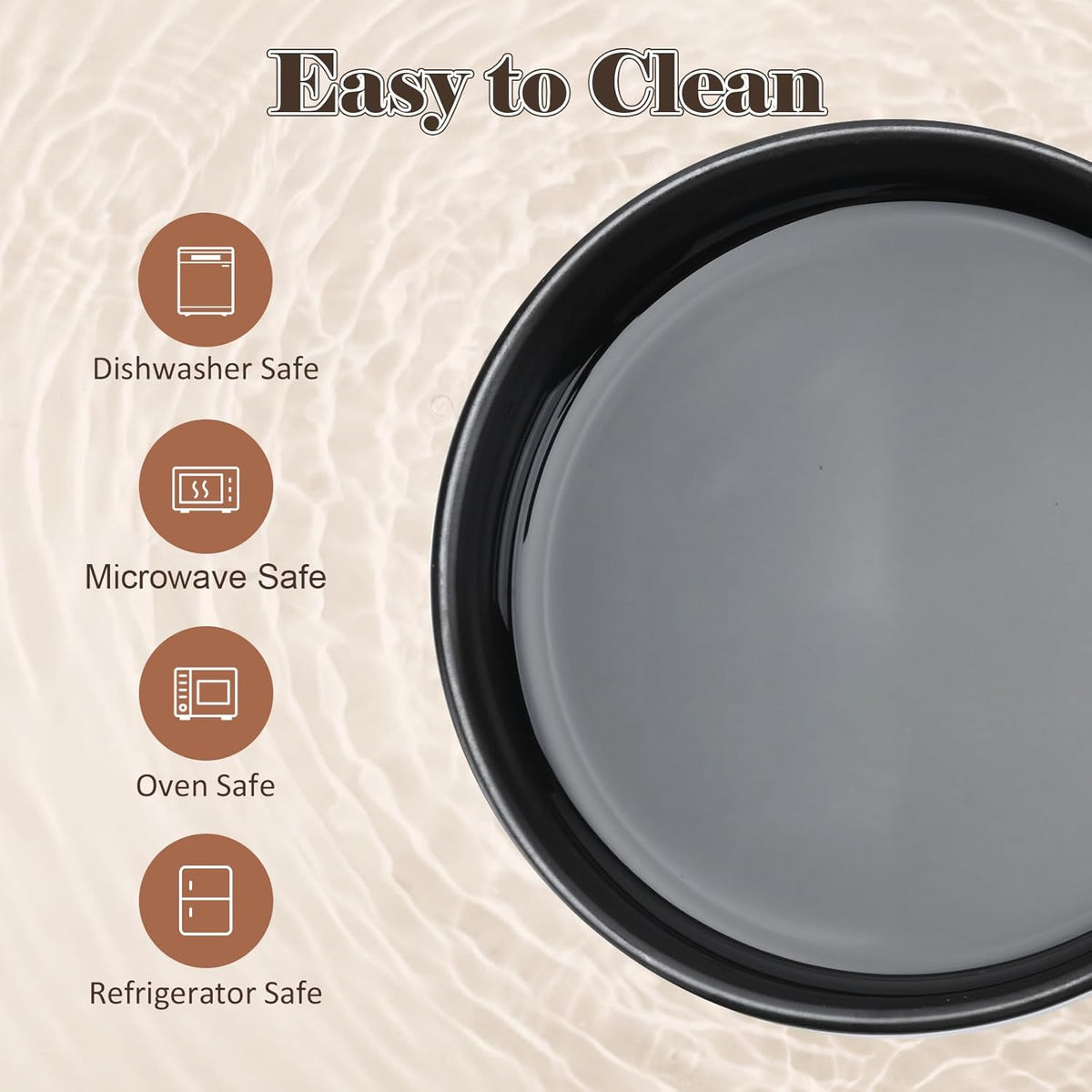 SPUNKYJUNKY Ceramic Dog Bowls with Acacia Wood Stand - Raised Dog Food and Water Bowl Set for Small Dogs (13.52 OZ, Black)