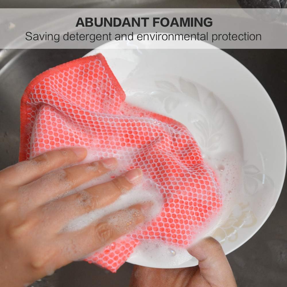 SINLAND Microfiber Dish Cloth for Washing Dishes Dish Rags Best Kitchen Washcloth Cleaning Cloths with Poly Scour Side 5 Color Assorted 12inchx12inch 10pack
