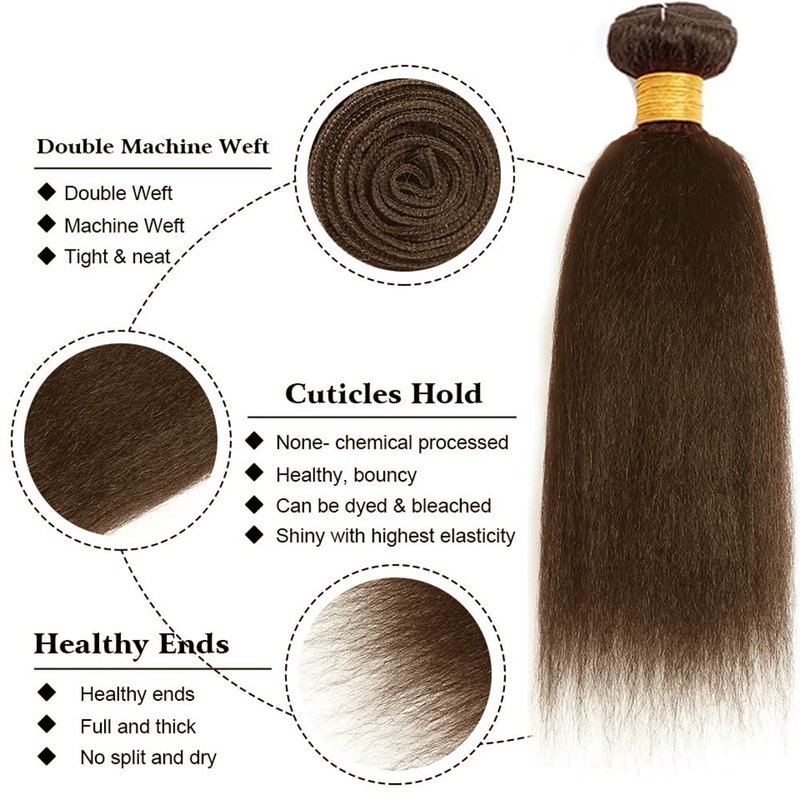 28 30 32 inch #4 Bundles Human Hair Dark Brown Bundles Brown Kinky Straight Human Hair Bundles Light Brown Human Hair Bundles Double Weft Chocolate Brown Bundles