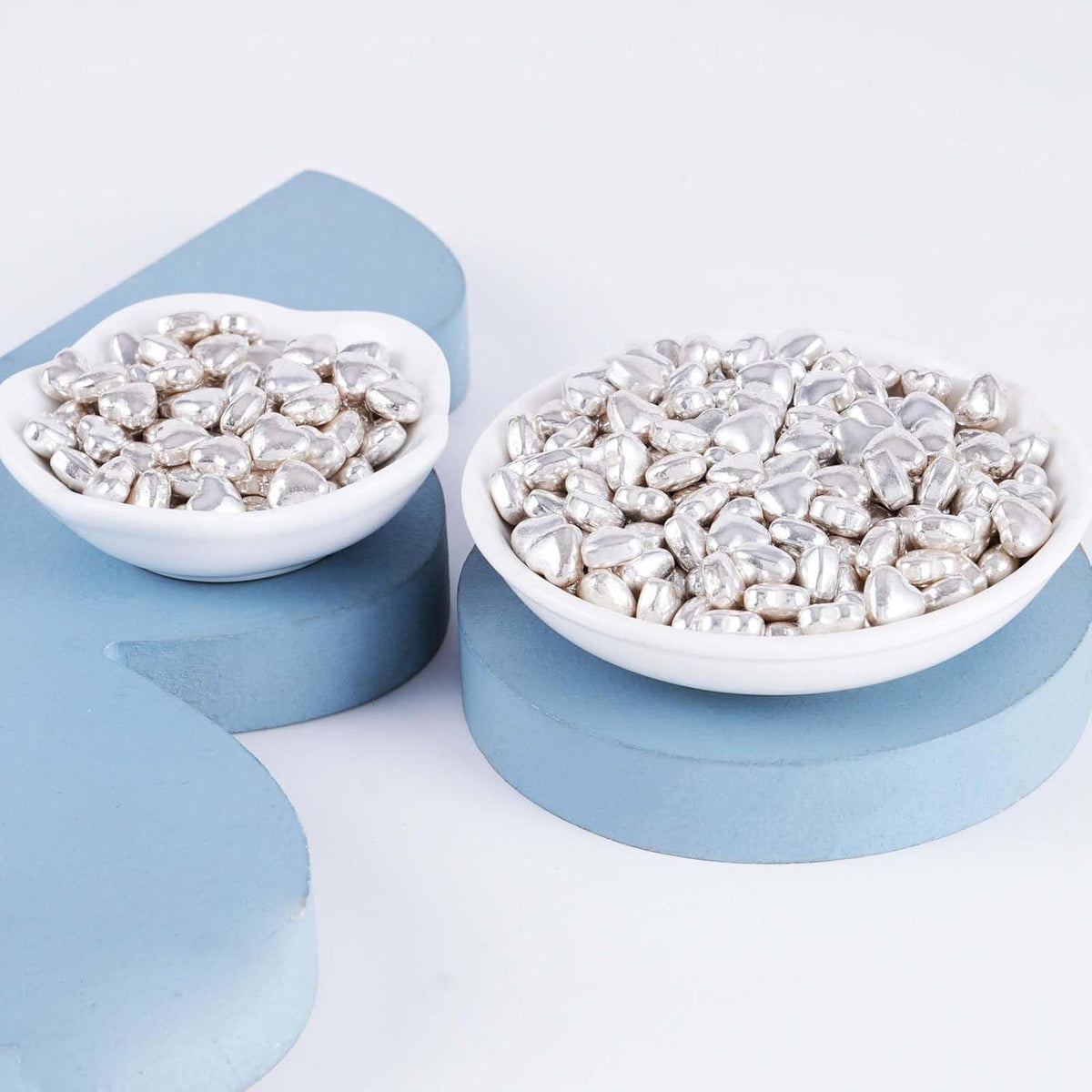 Kasvan Silver Heart Shapes Sprinkles - Edible Candy Pearls 100g/3.58 Oz, Mix Size, Baking Cake Decorations, Ice Cream Toppings and Cookie Decorating, Wedding Party Chirstmas Supplies (Silver)
