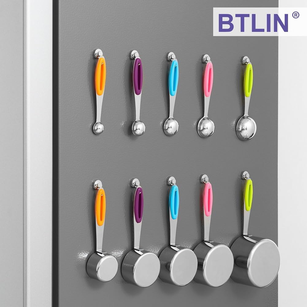 BTLIN Mini Magnetic Hooks, Strong Neodymium Magnet with Hook, Heavy Duty Small Metal Hanging Hook Max Load 18 lbs for Kitchen Fridge Grill Office 12 Pack