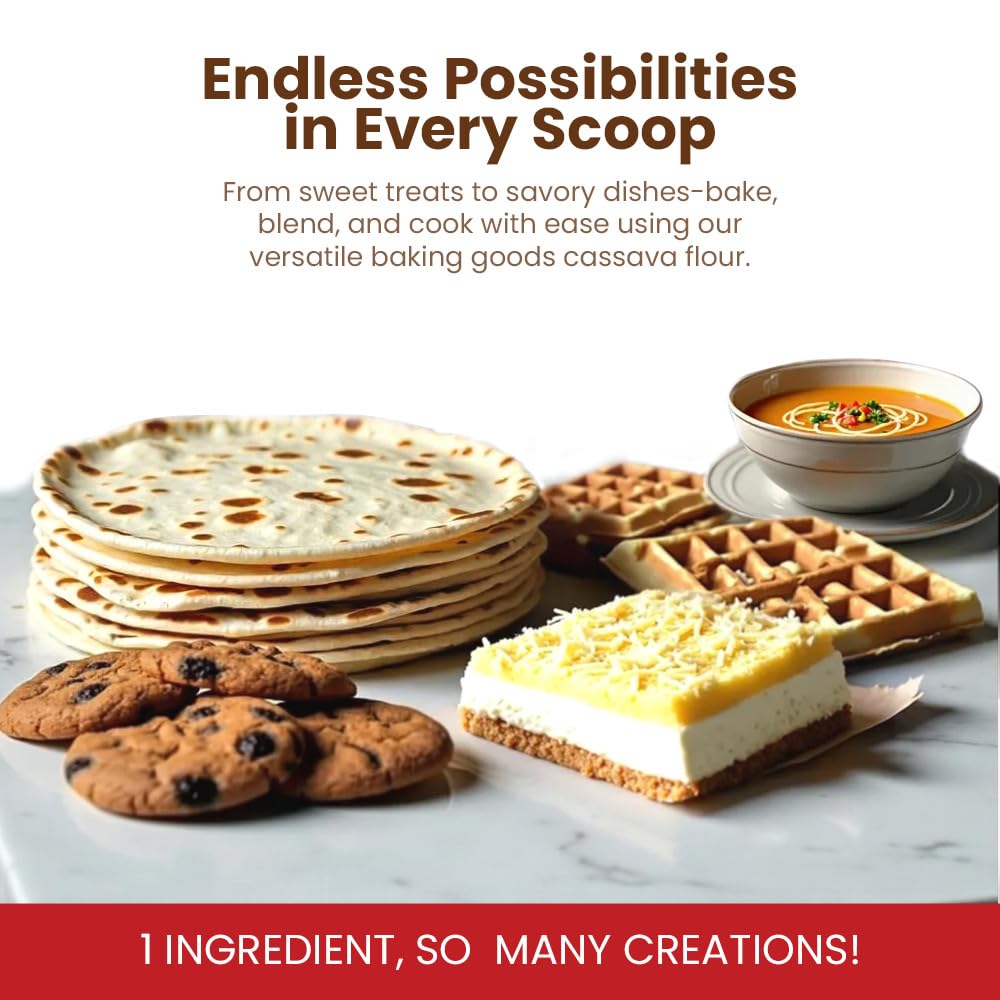 LiveKuna - Cassava Flour, Cassava Root Baking Flour, Gluten-free Flour, Alternative to All Purpose Flour, Spelt Flour, Great for Baking Vegan Bread and Casava Flour Tortillas