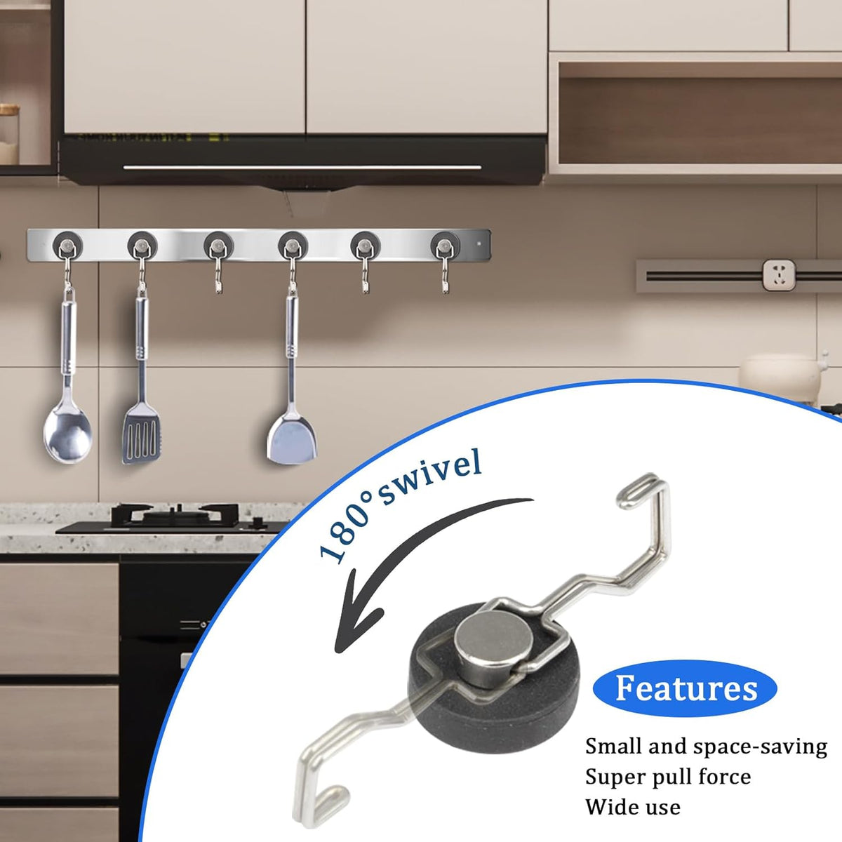 Magnetic Hooks for Outdoor Grill,Essential for Cruise Ship Cabins & Refrigerator,2 Pack Strong Rubber Coated Fridge Hooks, Scratchproof & Waterproof, Holds Keys, Towels, Crafts (Silver)