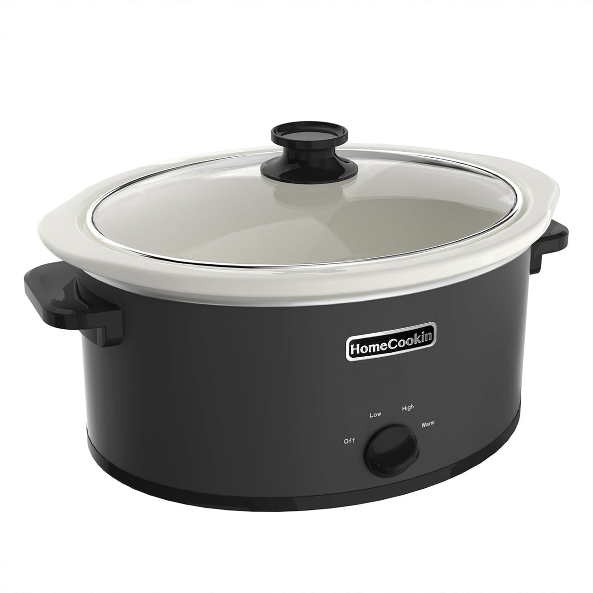 HOMECOOKIN 7 Quart Slow Cooker Oval Manual Pot Food Warmer with 3 Cooking Settings, Black