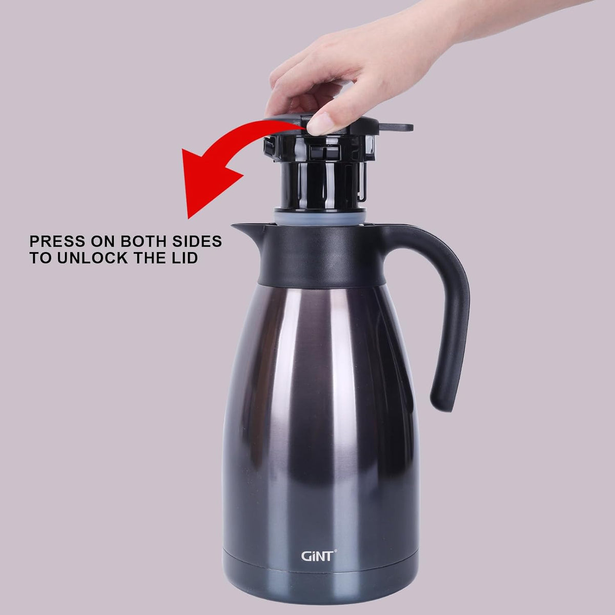 GiNT 2.2L / 74Oz Thermal Coffee Carafe, Insulated Stainless Steel Coffee Carafes for Keeping Hot/Double Walled Vacuum Thermal Carafe (Purple)