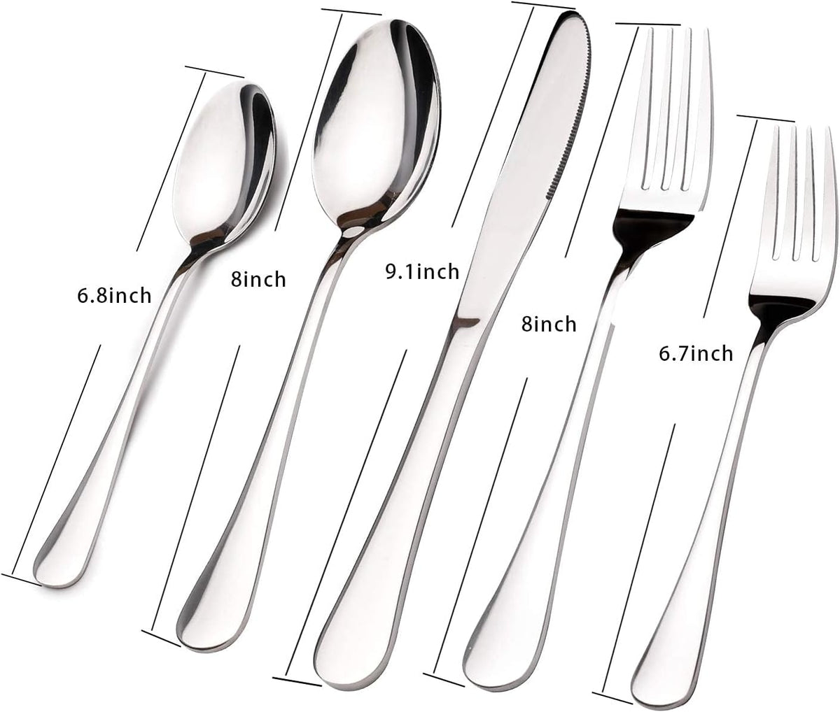 Silverware Set for 8, 45 Piece Stainless Steel Flatware Cutlery Fork and Spoon Set with Serving Utensils Set, Dishwasher Safe, Gift Package for Wedding Housewarming