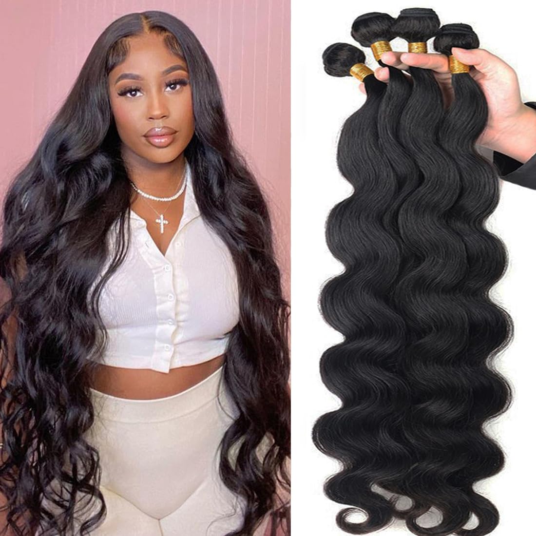 Body Wave Human Hair 4 Bundles(16 18 20 22 Inch)10A Grade 100% Unprocessed Human Hair Bundles Body Wave Human Hair Weave Bundles