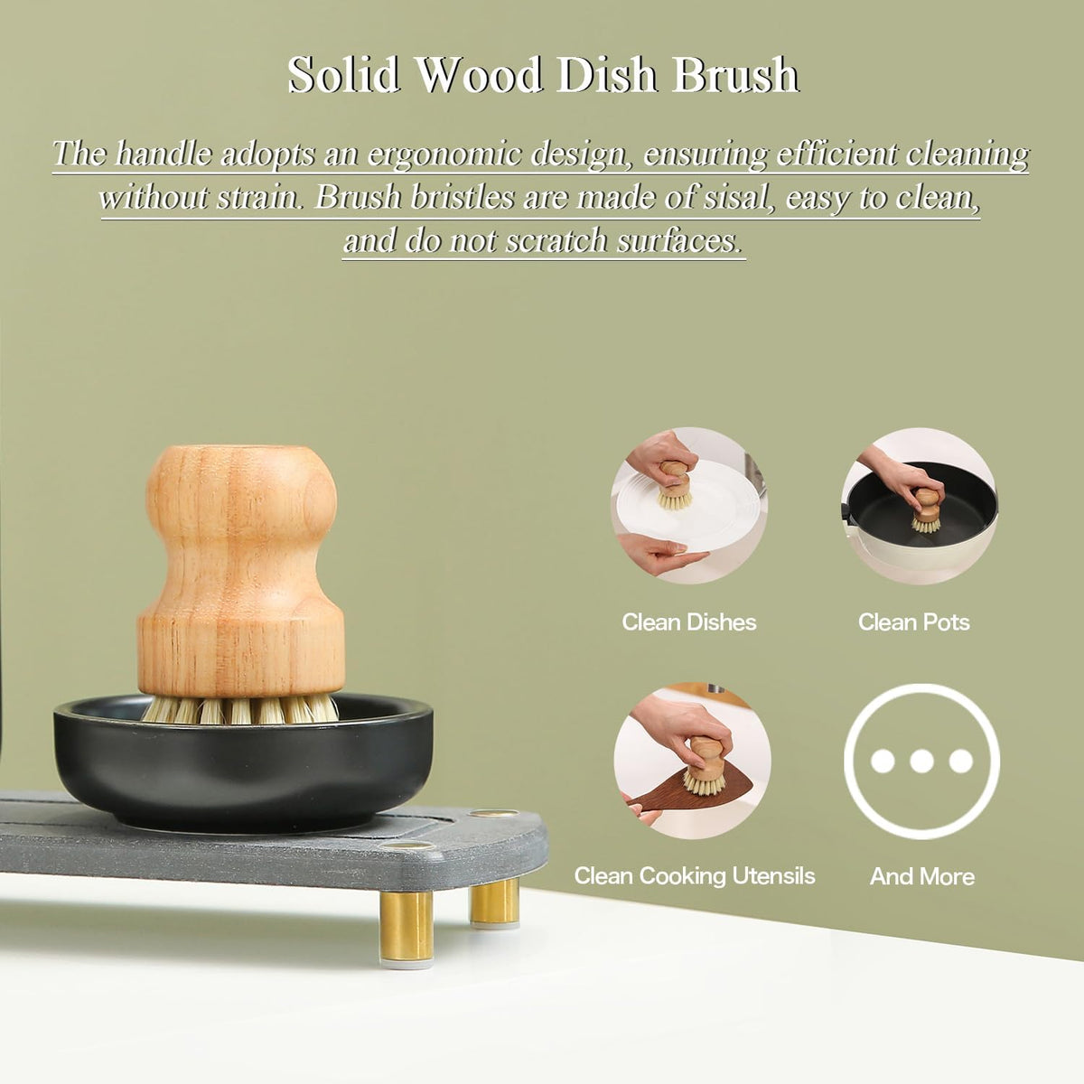 MOMEEMO Soap Dispenser Set Comes with Stainless Pumps, Instant Dry Tray, and Dish Scrub Brush, Suitable for Black and Gold Kitchen Decor. (Black & Gold)