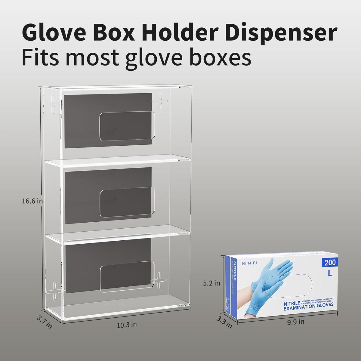 HIIMIEI Glove Holder for Wall Mount: Magnetic Gloves Box Holder, Acrylic Disposable Rubber Latex Glove Dispenser