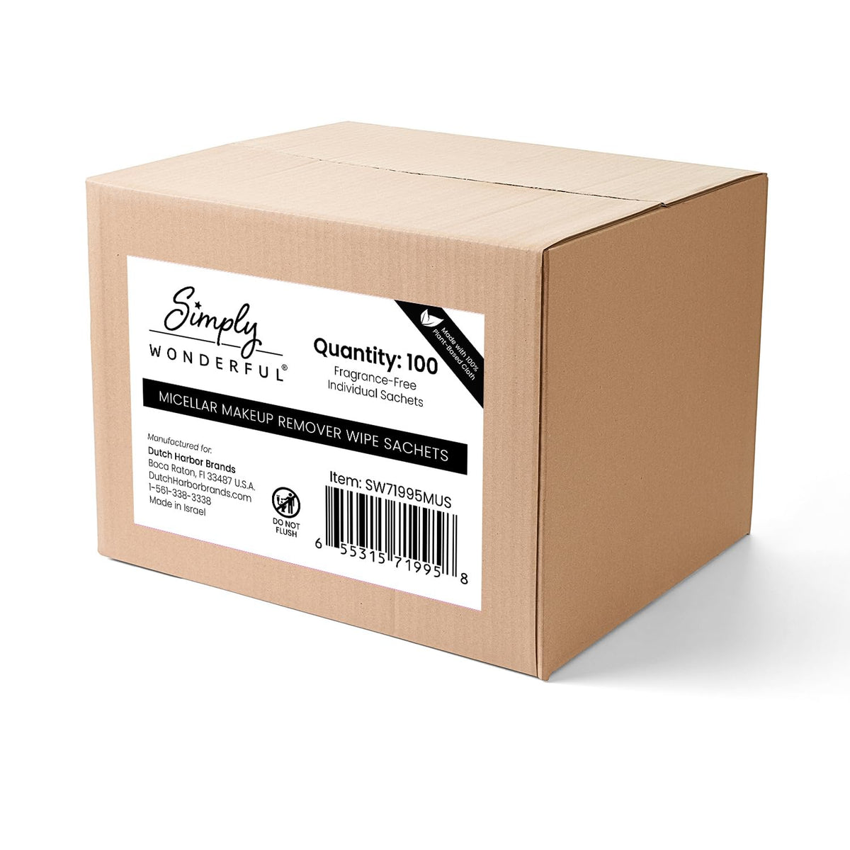 Simply Wonderful Makeup Wipes Remover - Micellar Water Makeup Remover Wipes Individually Wrapped - Facial Cleansing to Remove Makeup, Mascara, Lipstick, Oil and Dirt, 100 Bulk Makeup Wipes