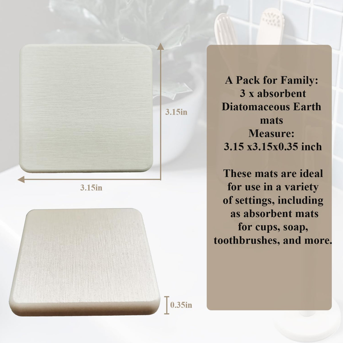 Mucco Water Absorbing Stone Tray for Sink, Premium Diatomaceous Earth Soap Holder Dish,Water Absorbent Diatomite Coasters, Fast Drying Stone Sink Tray for Hand soap & Cups & Drinks Bottles